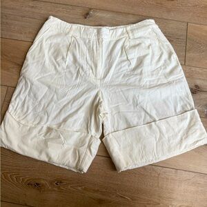 NA-KD White Linen‎ Blend Bermuda Shorts size 10